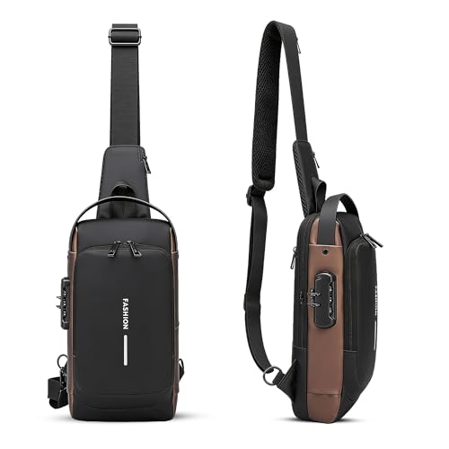 RarePicks Crossbody Sling Bag Men &Women | Anti-Theft Chest Backpack, Crossbody, Messenger, Handbag, Shoulder, Chest Bag for Travel, Work, & Daily Use- (Black,Brown) - Image 1