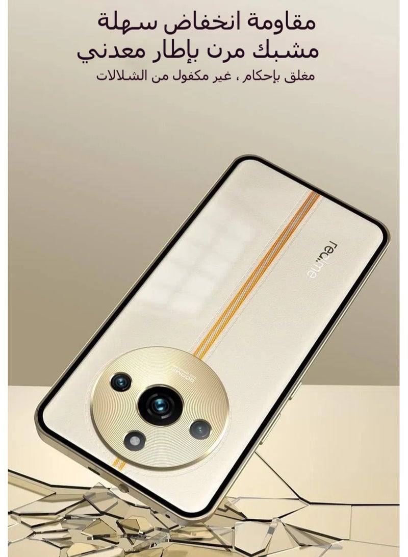 general Compatible with Realme 11 Pro Plus Magnetic Metal Frame Matte Translucent Tempered Glass Back Non Slip Shockproof Case with Camera Protector - Image 2