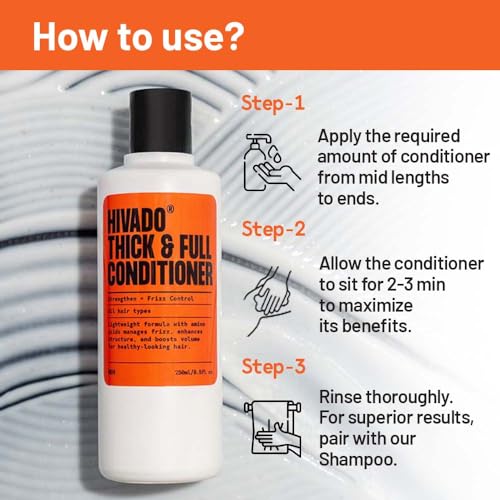 Hivado Thick and Full Conditioner for Men| Lightweight Volumizing, Black oats, Rosemary, Jojoba oil & hydrolysed silk protein, For Healthier looking hair, Sulfate Parabens Free (for men) 250 ml - Image 5