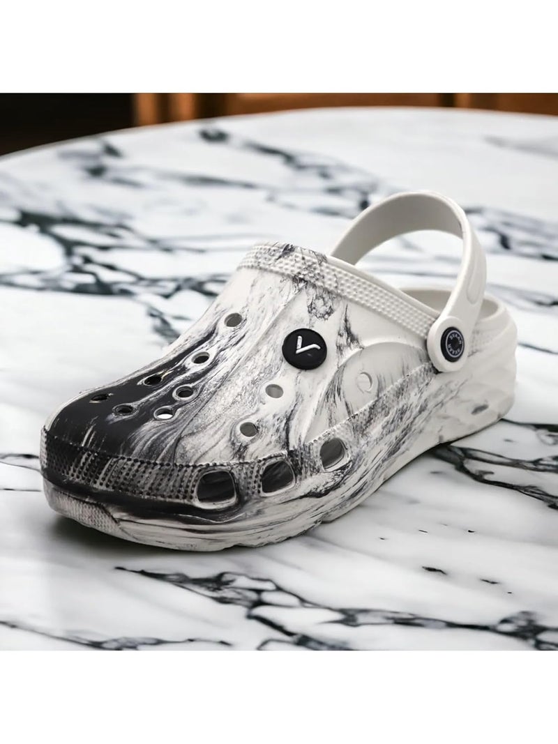 SVAAR Men's Marble Effect Classic Clogs || Sandals with Adjustable Back Strap for Men - Image 3