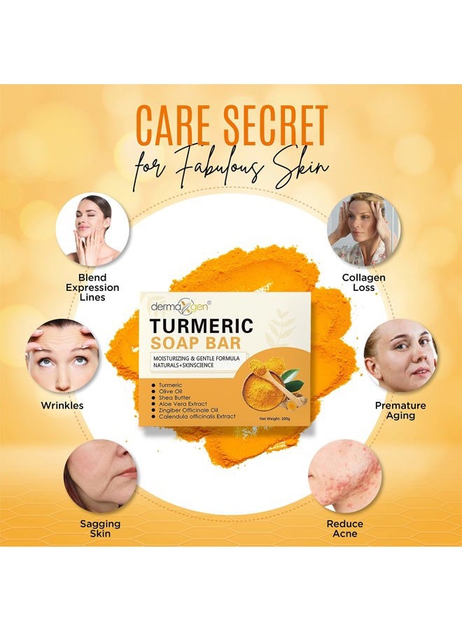 dermaxgen Organic TURMERIC Soap Bar | Pure Natural Handcrafted Skincare, Face & Body Cleanser | Blemish Control, Reduce Acne, Radiant Skin, Evens Tone, Fades Scars, Sun Damage, Age Spots - 3.5 OZ - Image 4
