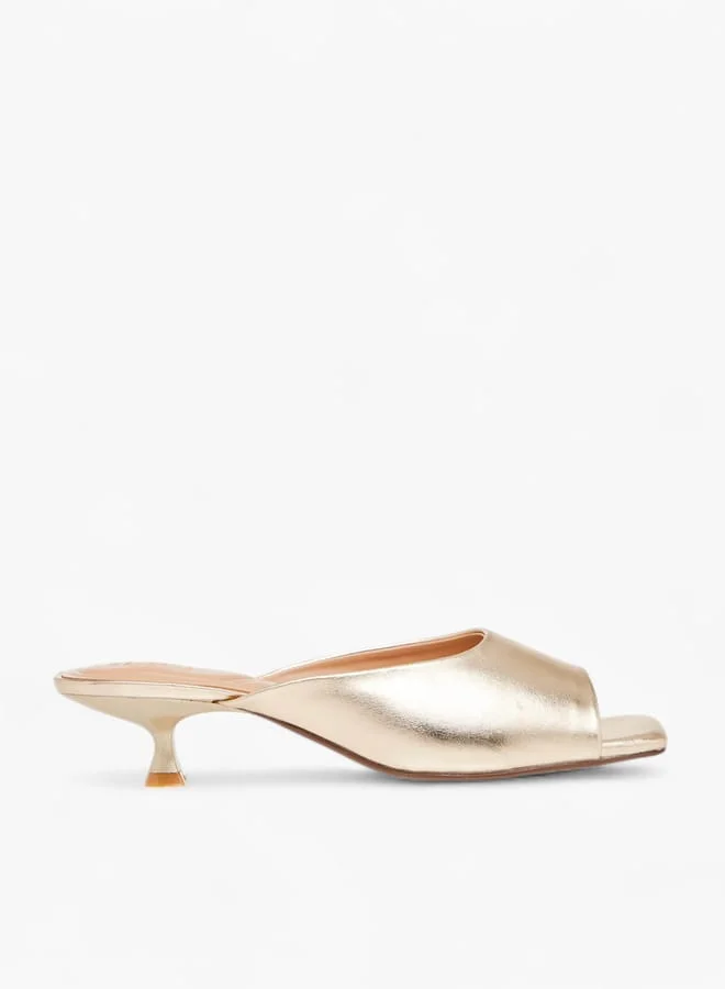 Celeste Women's Solid Slip-On Sandals with Kitten Heels