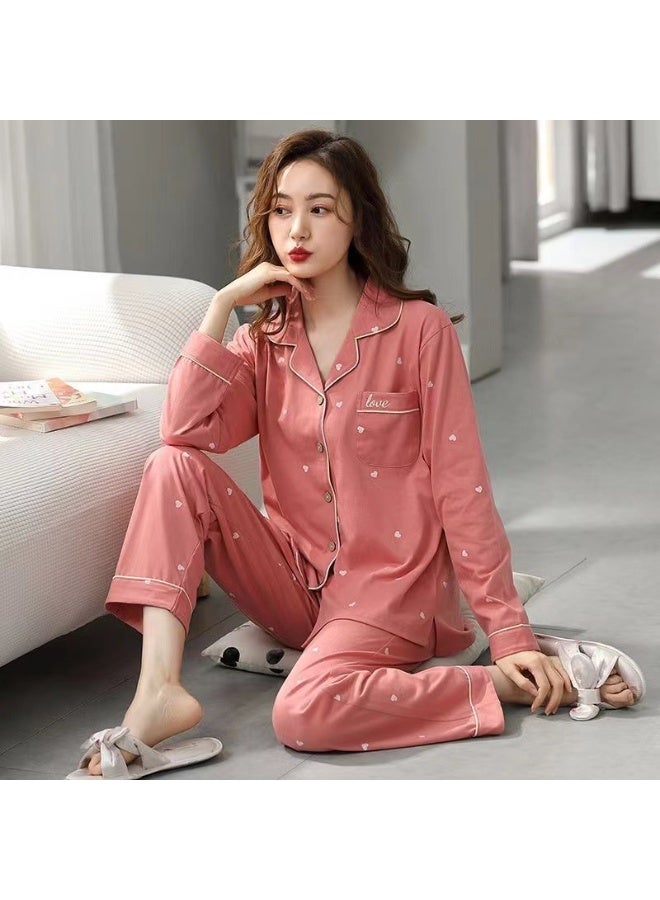 Women's Cotton Pajamas Set Autumn Long Sleeve Top Long Pants Sleepwear 2 Piece Set For Women Home Lounger Loose Suit - Image 1