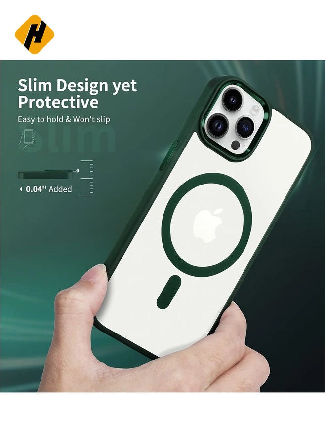 HuHa Case Cover with Mag-Safe Magnetic Translucent Matte Protective Cover Back Hard Shockproof Cases for Apple iPhone 14 Pro Phone Case(2022)(6.1 inch) Green  - Image 2