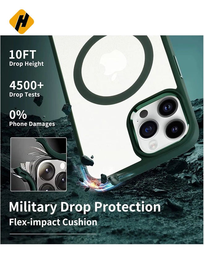 HuHa Case Cover with Mag-Safe Magnetic Translucent Matte Protective Cover Back Hard Shockproof Cases for Apple iPhone 14 Pro Phone Case(2022)(6.1 inch) Green  - Image 4