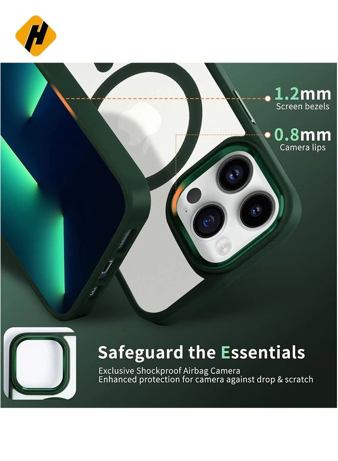 HuHa Case Cover with Mag-Safe Magnetic Translucent Matte Protective Cover Back Hard Shockproof Cases for Apple iPhone 14 Pro Phone Case(2022)(6.1 inch) Green  - Image 5