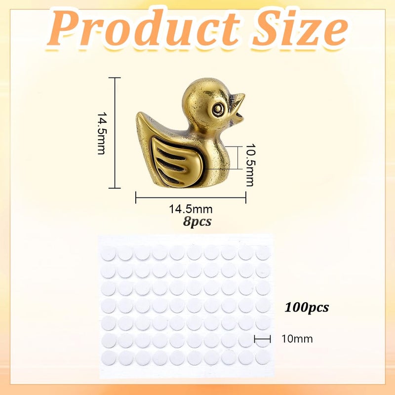 AHANDMAKER 8Pcs Brass Duck Hinge Heads Decorative Topper Antique Golden Duck Ornaments Set Door Hinge Head for Home Office Desktop Decoration Figurines Gift for Animal Lovers - Image 2