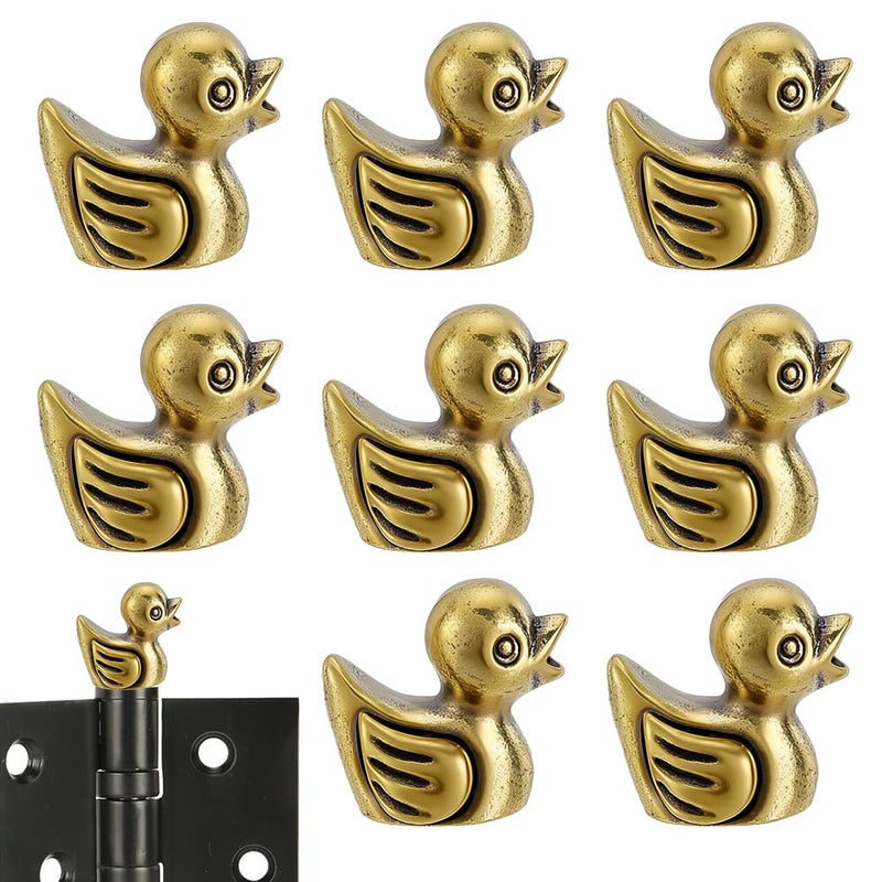 AHANDMAKER 8Pcs Brass Duck Hinge Heads Decorative Topper Antique Golden Duck Ornaments Set Door Hinge Head for Home Office Desktop Decoration Figurines Gift for Animal Lovers - Image 1