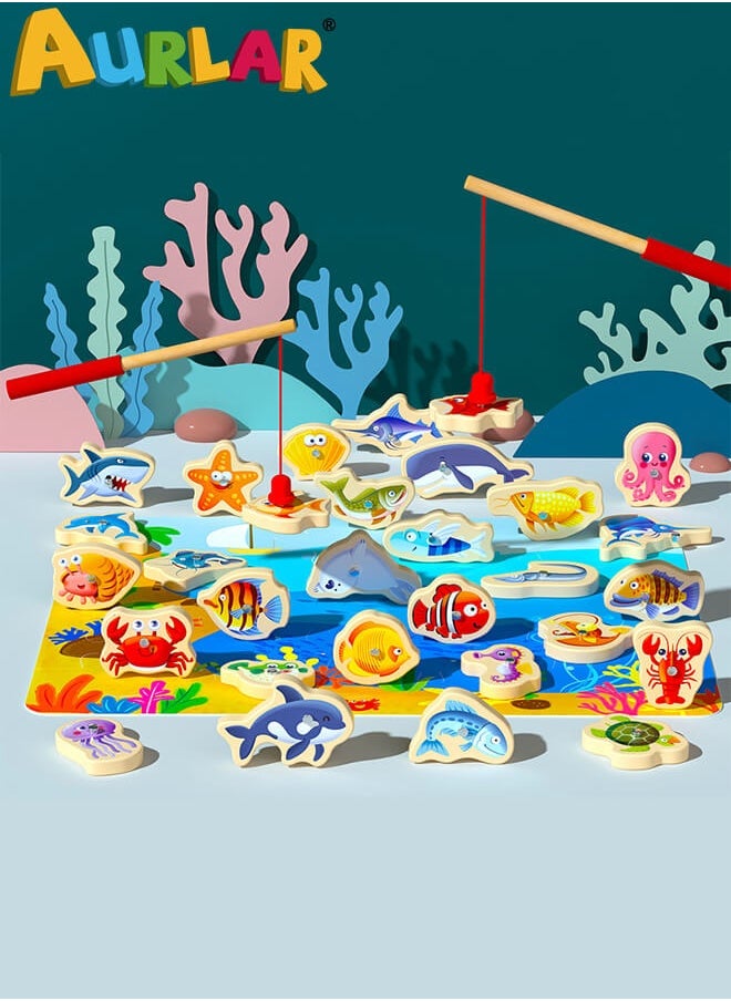 Aurlar Magnetic Fishing Toy Set – 30 Sea Creatures Learning Game for Toddlers, Fun & Educational Toy Box for 1+ Year Kids  - Image 5