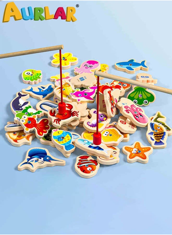 Aurlar Magnetic Fishing Toy Set – 30 Sea Creatures Learning Game for Toddlers, Fun & Educational Toy Box for 1+ Year Kids  - Image 4