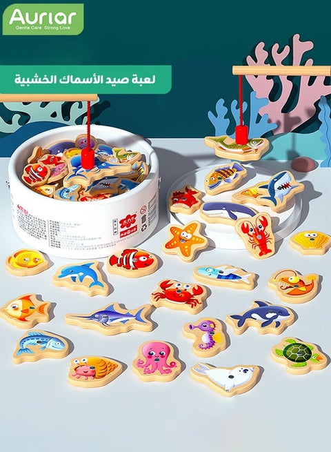 لعبة صيد مغناطيسية للأطفال – تعرف على 30 كائناً بحرياً، لعبة تعليمية ممتعة مناسبة لعمر سنة فأكثر