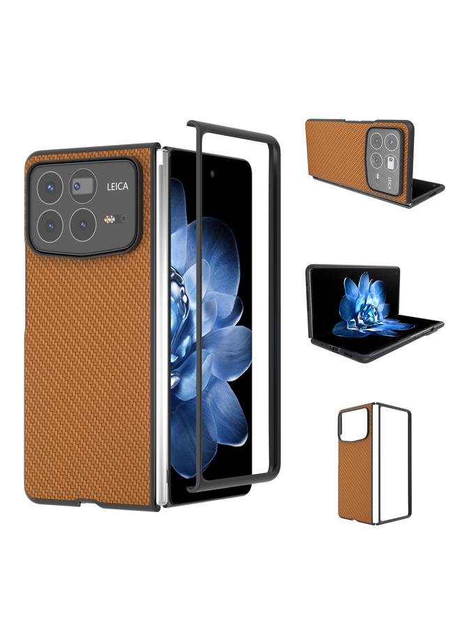 erorex Case For Xiaomi Mix Fold 4 Black Frame Carbon Fiber Texture PU Phone Case - Image 1