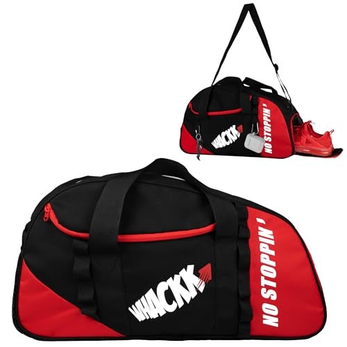 Whackk Attirant Red Blk 32L |Gym Fitness workout Training Sports Travel duffle bag separate shoe pocket |Multipurpose Carry Bag | Adjustable Strap|Unisex|Lightweight |Sports Kit | Swimming | Men Women - Image 1