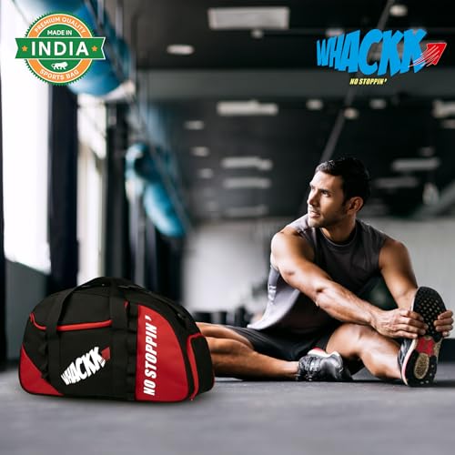 Whackk Attirant Red Blk 32L |Gym Fitness workout Training Sports Travel duffle bag separate shoe pocket |Multipurpose Carry Bag | Adjustable Strap|Unisex|Lightweight |Sports Kit | Swimming | Men Women - Image 3