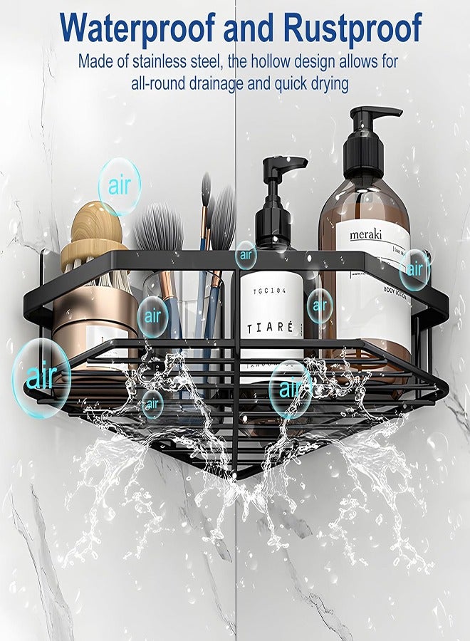Corner Shower Caddy, 4 Pack Shower Organizer with Soap Holder, No Drill, 304 Stainless Steel Shower Organizer for kitchen and Home Decor (Black) - Image 2