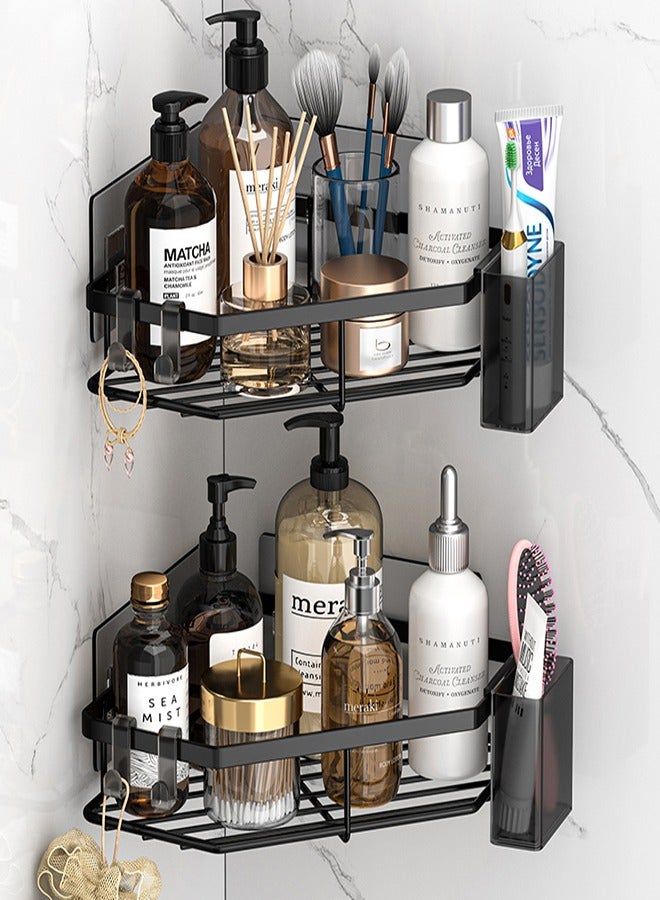 Corner Shower Caddy, 4 Pack Shower Organizer with Soap Holder, No Drill, 304 Stainless Steel Shower Organizer for kitchen and Home Decor (Black) - Image 1