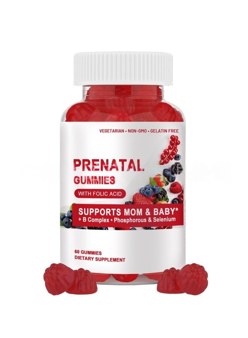 Prenatal Complete Prenatal Vitamin Gummies - Essential Folate B12 & D3 for Mom & Baby | 60 Count - Image 5