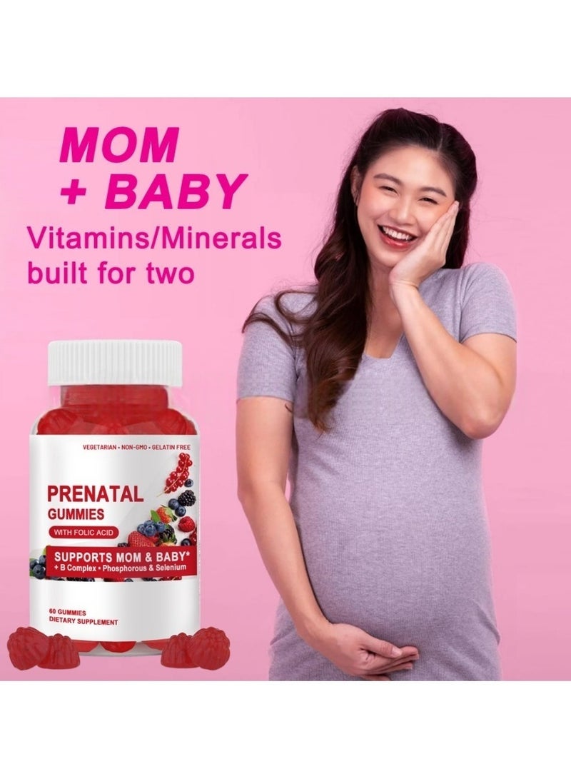 Prenatal Complete Prenatal Vitamin Gummies - Essential Folate B12 & D3 for Mom & Baby | 60 Count - Image 2