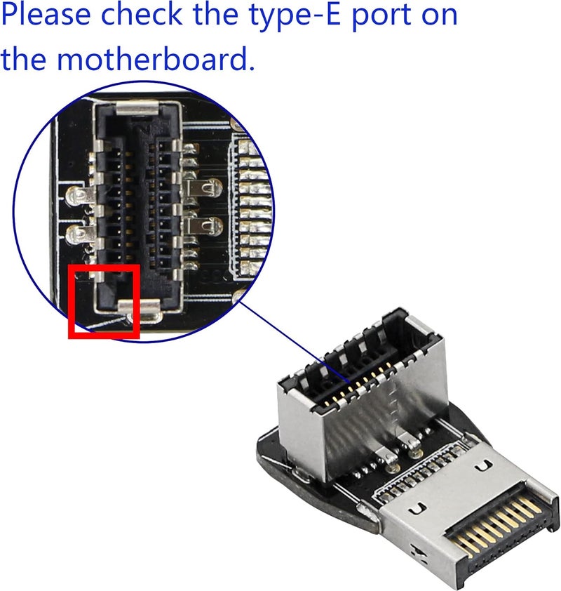CERRXIAN 90 Degree USB Type E Adapter Up Angle USB 32 Type E Male to Female Front Panel Internal Connector Adapter High Speed 10Gbps for USB C Header MotherboardUpA - Image 3