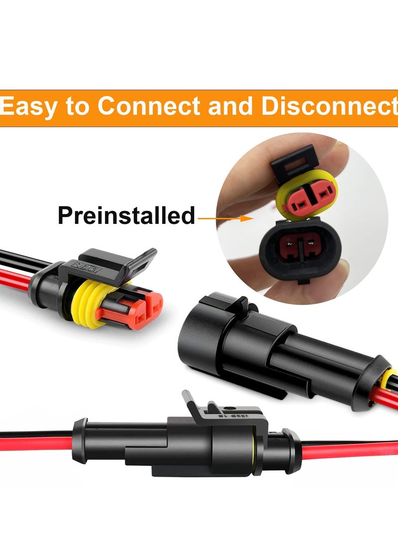 SYOSI 20 AWG Waterproof Wire Connectors Automotive Electrical Connectors Quick Disconnect Wire Connectors 1/2/3/4 Pin with 20 Gauge Wire (26 Kits) - Image 2