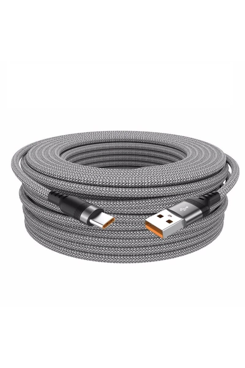 5m Grey Extended 5-Meter Type-C USB Android 5A Super- Charging Cable Suitable For Huawei, Xiaomi, Vi