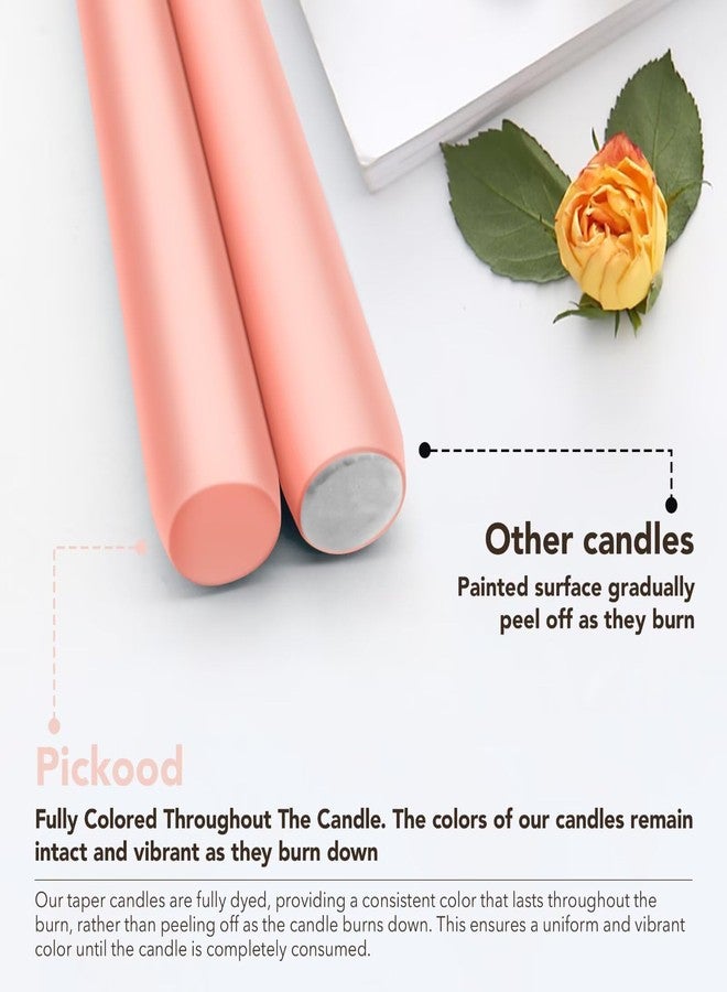 Pickood 10-Inch Tall Unscented Dripless Taper Candles Bulk 30 Pack - Pearl Blush Taper Candles Bulk Smokeless, 6-8 Hour Long Burning - Colored Candlesticks Bulk - Pearl Blush - Image 3