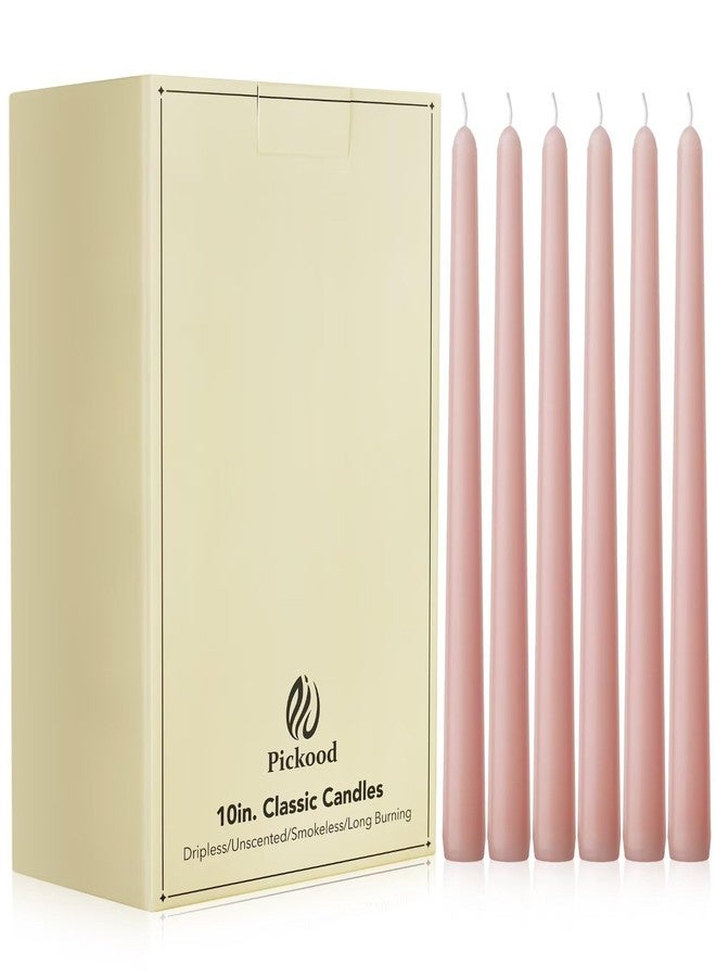 Pickood 10-Inch Tall Unscented Dripless Taper Candles Bulk 30 Pack - Pearl Blush Taper Candles Bulk Smokeless, 6-8 Hour Long Burning - Colored Candlesticks Bulk - Pearl Blush - Image 1