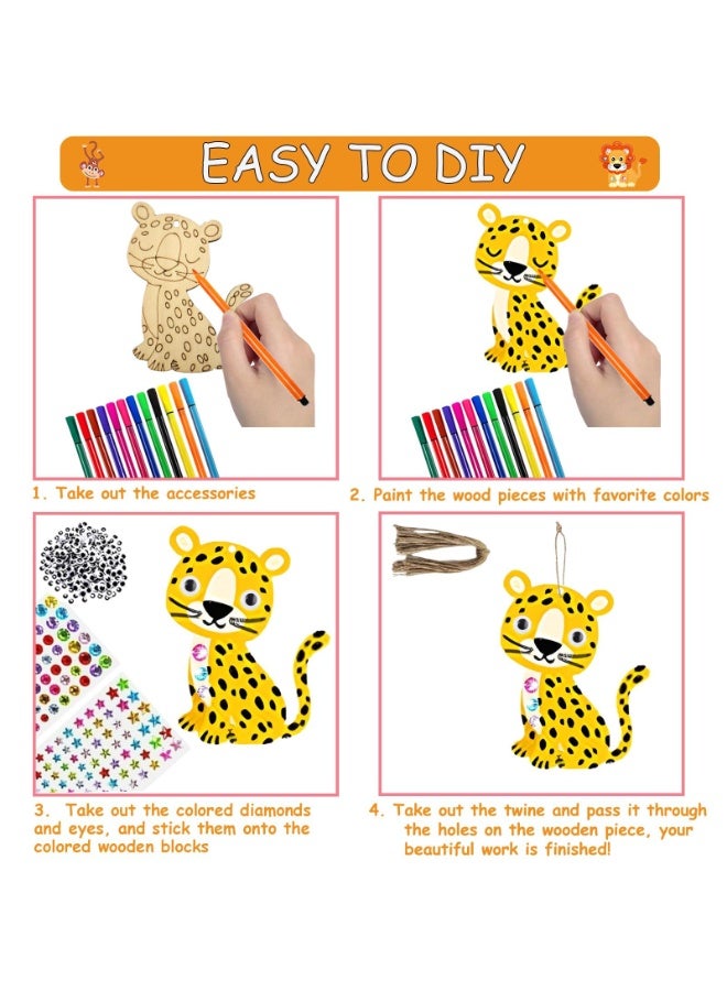 OSHIMA Wooden Animal Crafts, Wooden Painting Crafts for Kids, Arts for Kids, DIY and Birthday Party Gifts, Craft Children's Birthday - 27 Pieces, 9 Different Shapes, Princess Party Decorations - Image 4