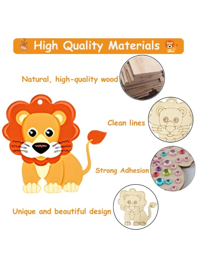 OSHIMA Wooden Animal Crafts, Wooden Painting Crafts for Kids, Arts for Kids, DIY and Birthday Party Gifts, Craft Children's Birthday - 27 Pieces, 9 Different Shapes, Princess Party Decorations - Image 3