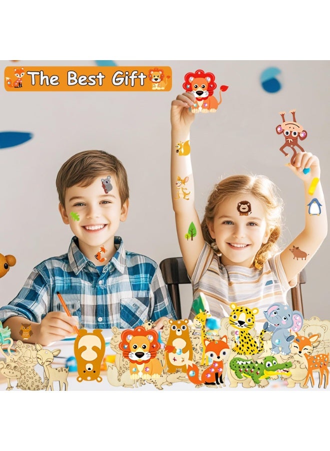 OSHIMA Wooden Animal Crafts, Wooden Painting Crafts for Kids, Arts for Kids, DIY and Birthday Party Gifts, Craft Children's Birthday - 27 Pieces, 9 Different Shapes, Princess Party Decorations - Image 5