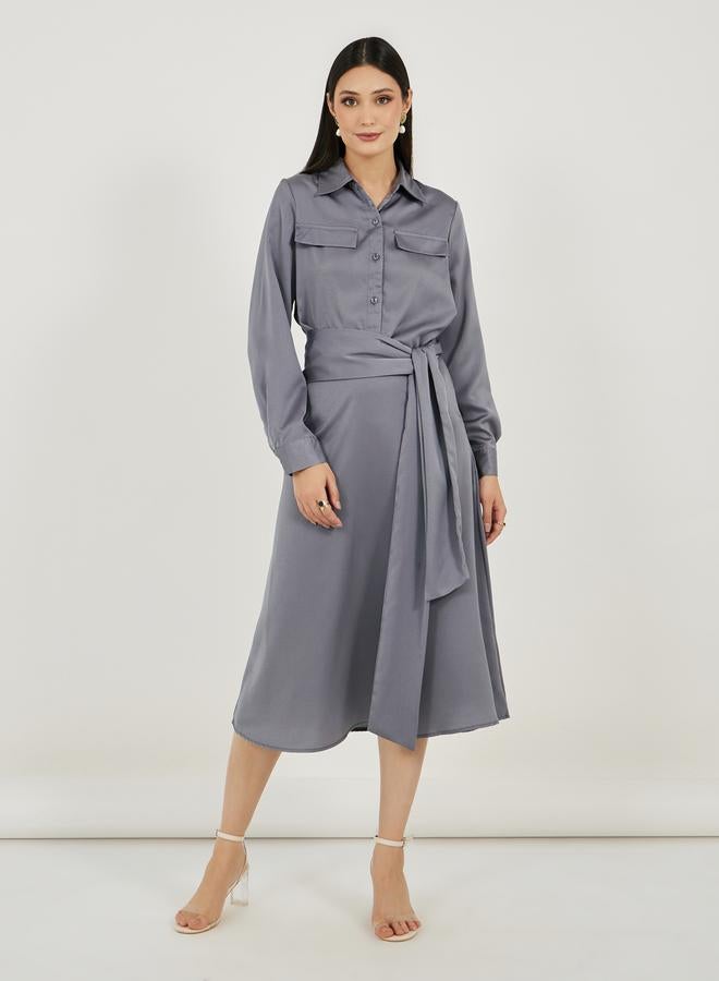 Styli Belted Midi Dress  - Image 1