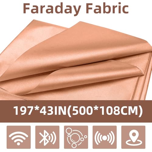 Amerthing Pure Copper Faraday Fabric RF & LF Electromagnetic Fields Gold Color Blocking Fabric 2 Meters (78"x43" inch) - Image 2