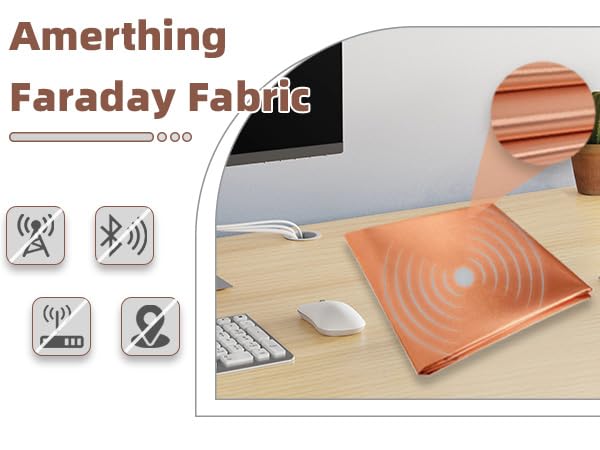 Amerthing Pure Copper Faraday Fabric RF & LF Electromagnetic Fields Gold Color Blocking Fabric 2 Meters (78"x43" inch) - Image 5