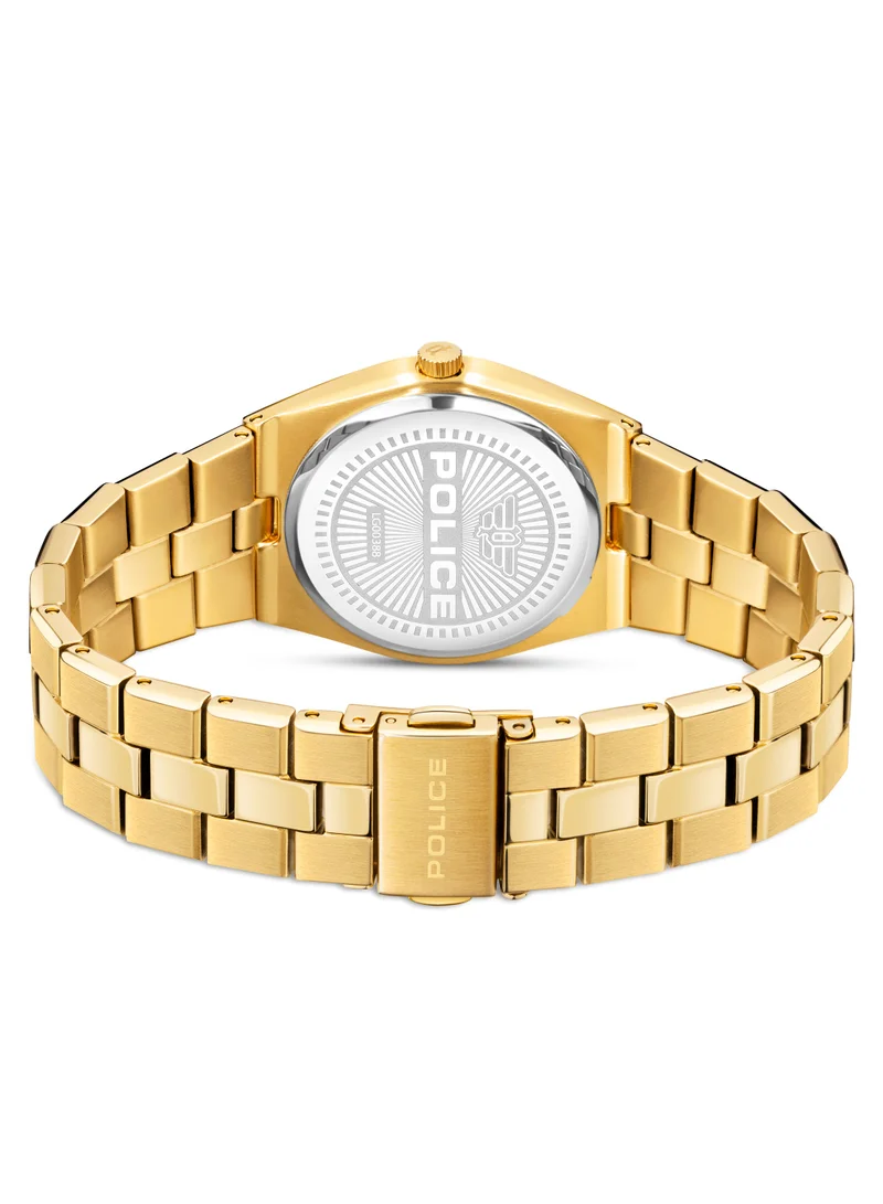 POLICE Police Vogue White Mother-of-Pearl Dial with Yellow Gold Plated Plated Stainless Steel Bracelet Women's Watch