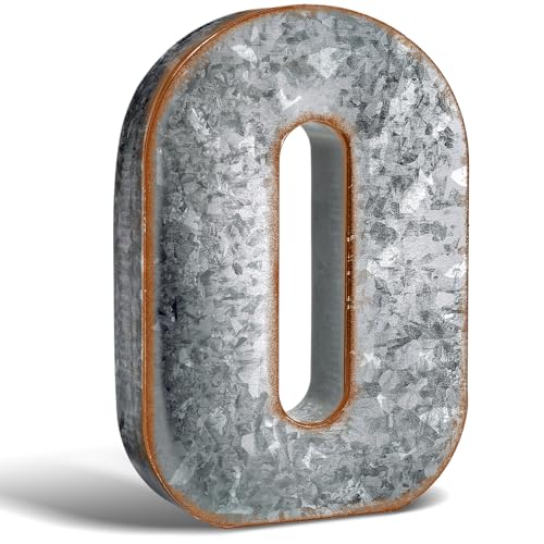 Yaocom 12 Metal Letter O Wall Decor Large Galvanized Letter 3D Signs Shelf Decoration Hanging or Freestanding Vintage Industrial Decor for Home Office Bookshelf Farmhouse Kitchen Apartment - Image 1