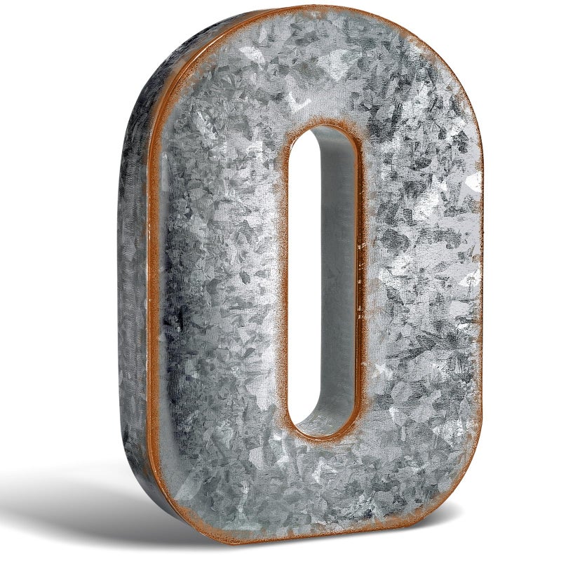 Yaocom 12 Metal Letter O Wall Decor Large Galvanized Letter 3D Signs Shelf Decoration Hanging or Freestanding Vintage Industrial Decor for Home Office Bookshelf Farmhouse Kitchen Apartment - Image 2