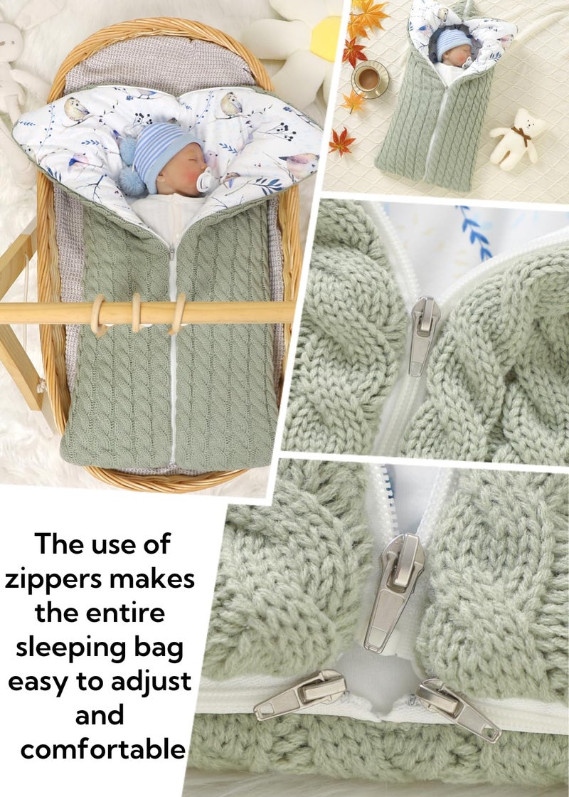 LLmoway Warm Baby Sleeping Bag Winter Infant Swaddle Sleep Sack Soft Thick Stroller Blankets for Newborn Cold Weather Sage Green - Image 4