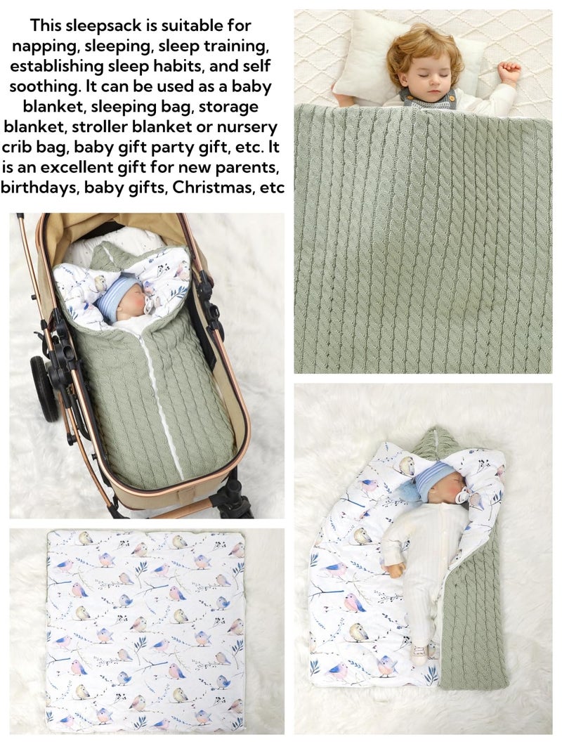 LLmoway Warm Baby Sleeping Bag Winter Infant Swaddle Sleep Sack Soft Thick Stroller Blankets for Newborn Cold Weather Sage Green - Image 5