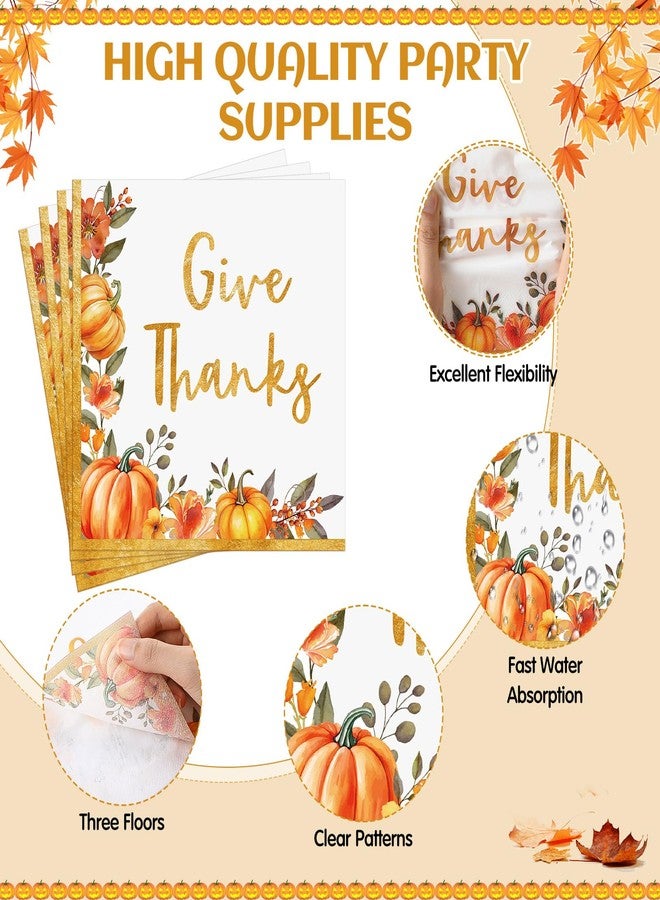 Maxdot 100 Pcs Thanksgiving Plates and Napkins Watercolor Pumpkin Floral Disposable Oval Plates Autumn Paper Dinnerware Set for Fall Harvest Family Party Decorations Supplies, Serves 50 - Image 5