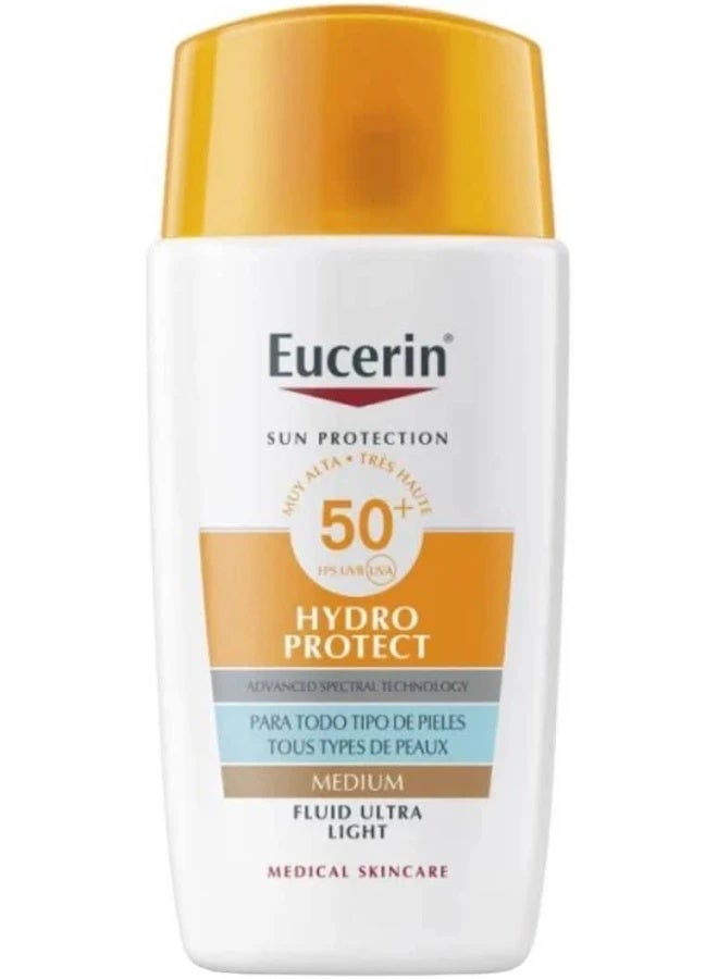 Eucerin Sun Hydro Protect Ultra-Light Tinted Fluid SPF50+ Medium 50ml - Image 1