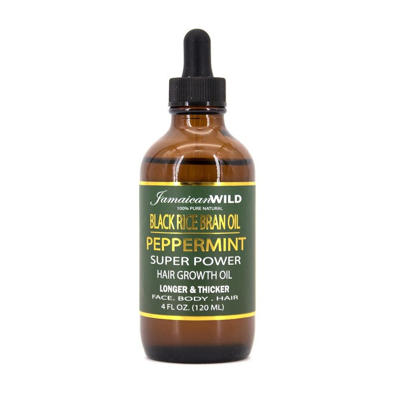 Jamaican Wild Black Rice Oil Hair Growth Oil 4oz  100 Natural Peppermint Oil for Stronger Thicker Longer Hair Unisex All Hair Types 4 Fl Oz Pack of 1