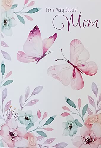 Greeting Card With Wishes For All Life's Blessings For A Very Special Mom Happy Birthday with Butterflies - Image 1