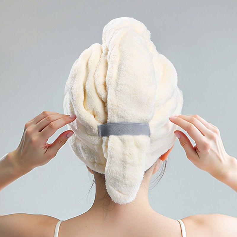 Pink Super Absorbent Quick Dry Hair Towel for Women Curly Straight Hair Soft Turban Cap - Image 5