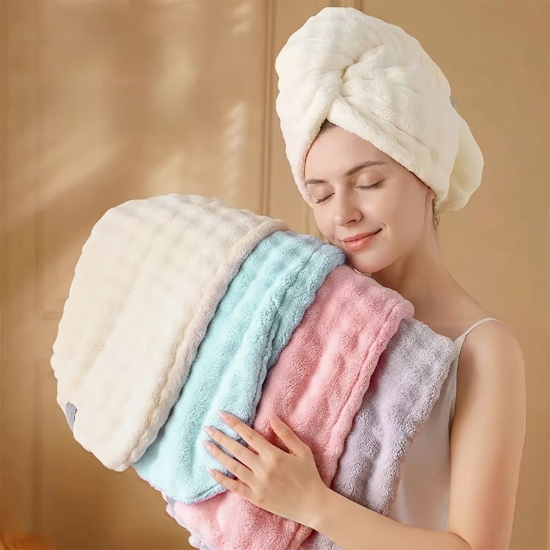 Pink Super Absorbent Quick Dry Hair Towel for Women Curly Straight Hair Soft Turban Cap - Image 3