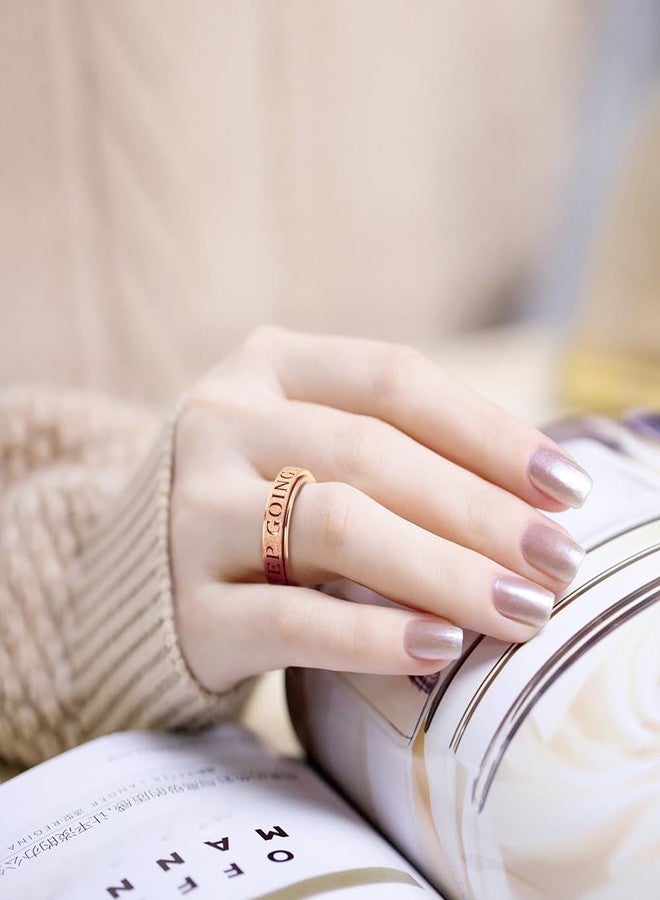 OreilleStar Fidget Toys Adults Anxiety Ring for Women: Fidget Spinner Cute Keep Going Symbol Thumb Ring Stainless Steel Gold Silver Black Size 5 6 7 8 9 10 (Rose Gold Keep Going, 6) - Image 2