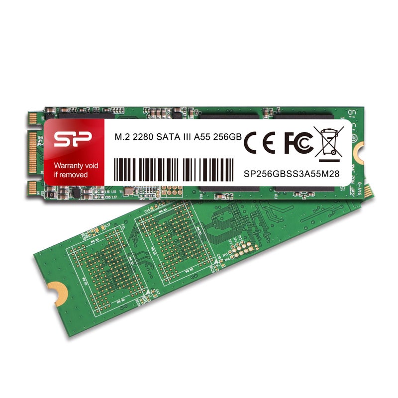 SP Silicon Power Silicon Power 256GB A55 M.2 SSD (SLC Cache For Speed Boost) SATA III Internal Solid State Drive 2280 (SU256GBSS3A55M28AB) - Image 2