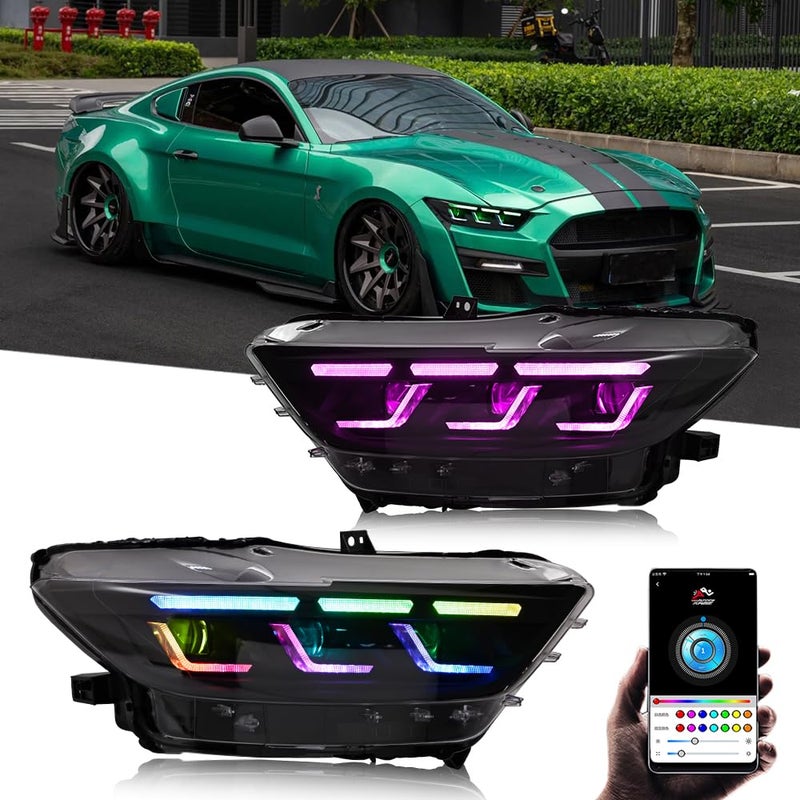 Update 2024 Style Headlamp Compatible with 20152017 Ford Mustang GT EcoBoost Premium V6 Headlights 20162022 Shelby GT350 GT350R GT500 Sequential Animation Custom Accessories 1517 Version