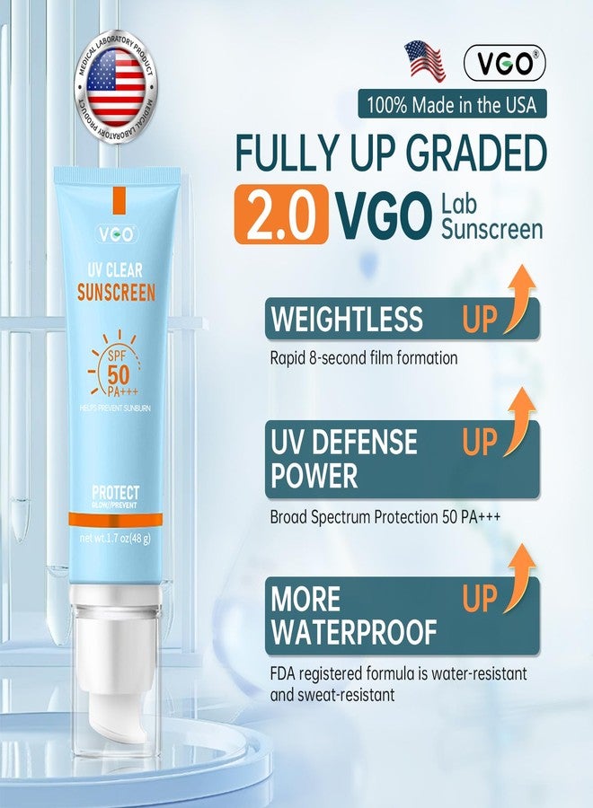 VGO Mineral Sunscreen for Face, Reef Safe Sunscreen, Oil-Free Face Moisturizer with SPF 50, Broad-Spectrum UVA/UVB Protection, Lightweight, Non-Comedogenic, Travel Size (1 pack) - Image 2