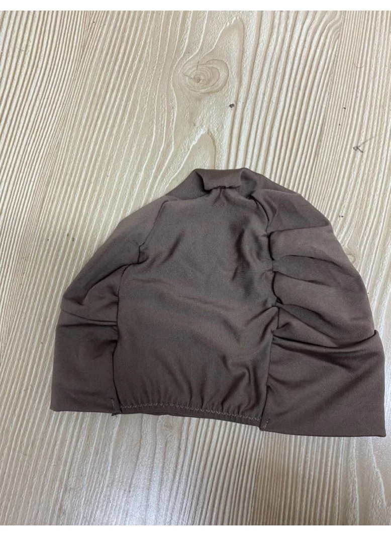 Adasea Plain Brown Hijab Swimsuit Cap