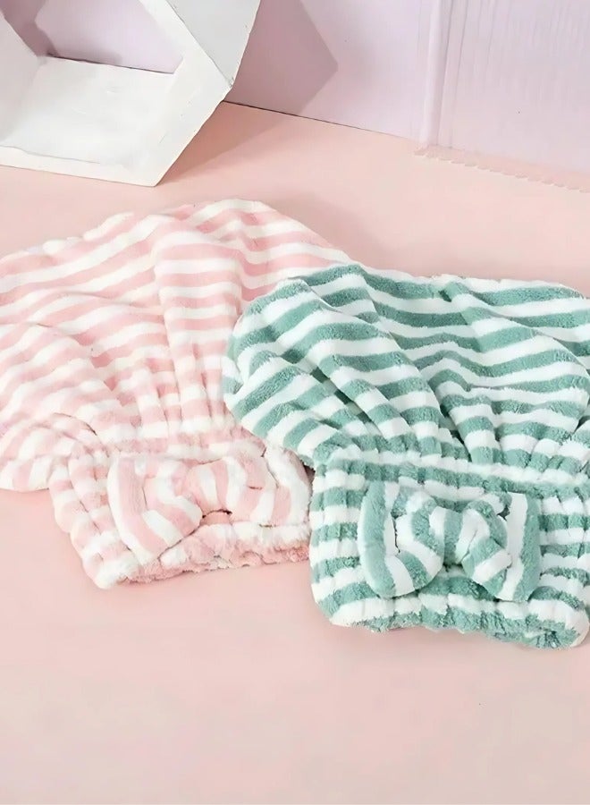 Microfiber Hair Drying Towels, Bowknot Hair Wrap, Shower Cap, Hair Turban, Shower Cap for Women with Long and Thick Hair (Multiple Colors) - Image 1